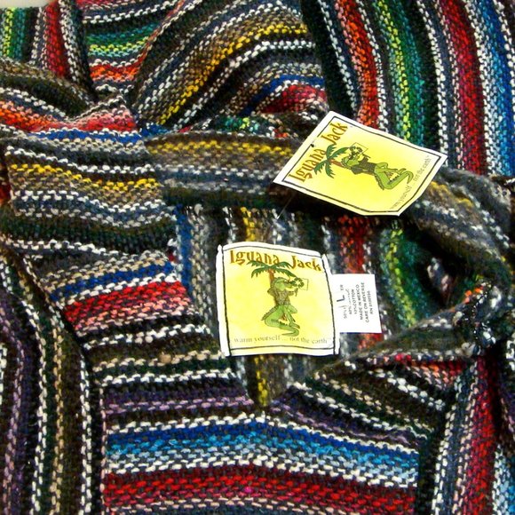 Iguana Jack Boho Multicolored Woven Pullover Hoodie New - Picture 4 of 4